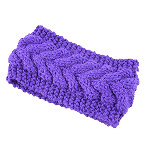 Gestricktes Stirnband Winddicht Dehnbar All-Match-Stricken Twist Solid Color Head Wrap zum Einkaufen Lila von lamphle