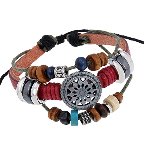 lamphle Böhmische Stretch-Perlenarmbänder, Vintage-Mix, Perlen, drei Schichten, Armbänder für Frauen, verstellbar, dekorativer Armreif, Schmuck, A, Böhmisch von lamphle