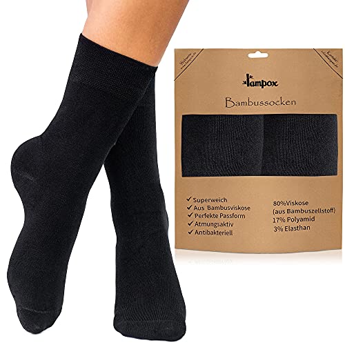 lampox Bambus Socken (6 Paar) Atmungsaktiv Socken Business Sport Laufen Reduziert Schweiß (43-46, Schwarz)… von lampox