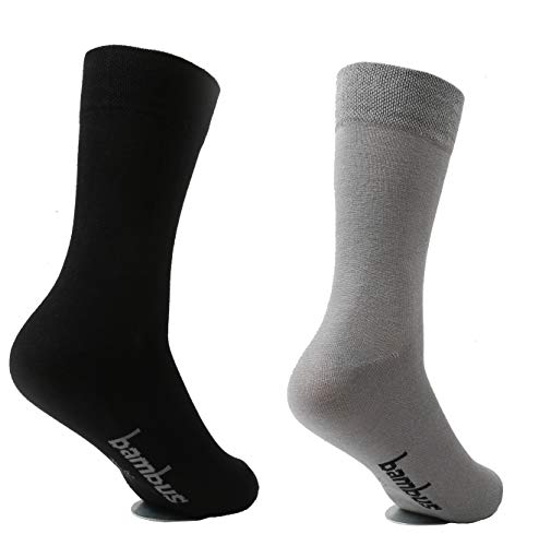 lampox Bambussocken (6 Paar) Atmungsaktiv Socken Business (39-42, 3x Schwarz / 3x Grau) von lampox