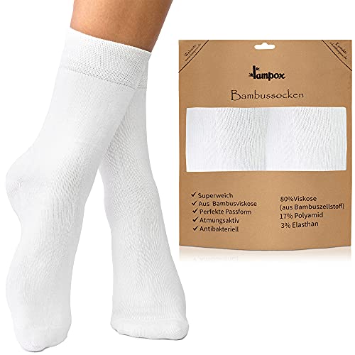 lampox - Bambussocken - 6 Paar - Atmungsaktiv - Reduziert Fußschweiß - Socken (35-38, Weiß)… von lampox