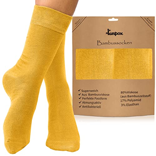 lampox Bambussocken Socken für Damen und Herren (6er Set) - superweich und atmungsaktiv, gegen Schwitzen… (Gelb, 39-42) von lampox