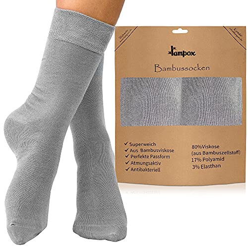 lampox Bambussocken Socken für Damen und Herren (6er Set) - superweich und atmungsaktiv, gegen Schwitzen… (grau, 43-46) von lampox