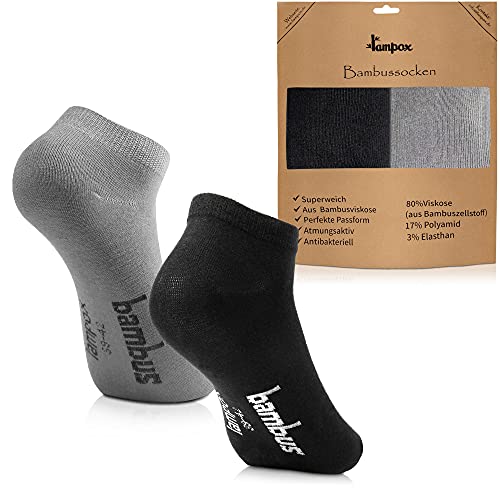 lampox Sneaker Bambussocken (6 Paar) Socken Laufen (39-42, 3x Schwarz + 3x Grau) von lampox