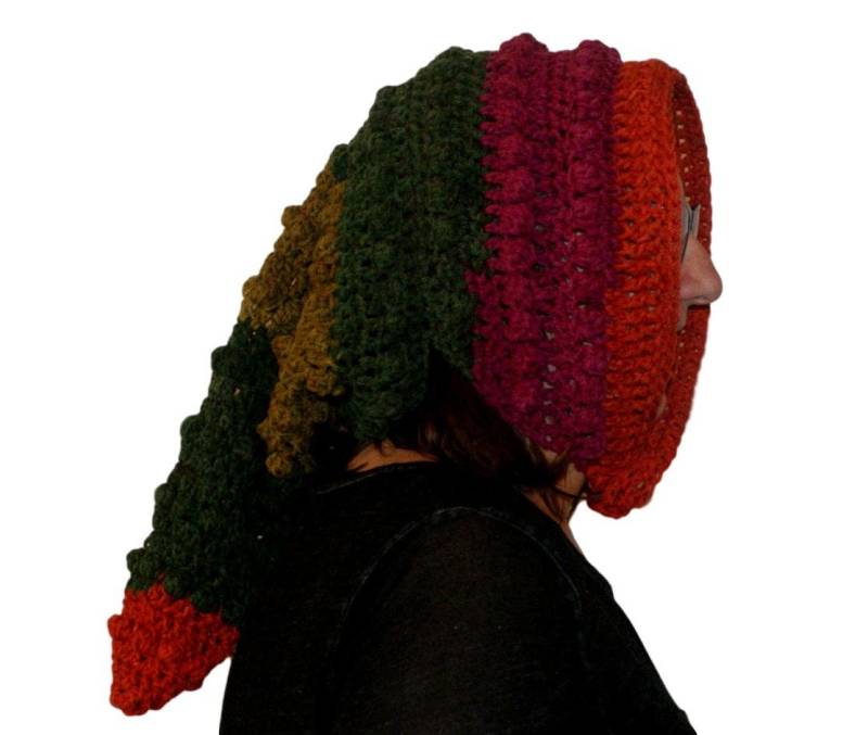 Gehäkelte Elfen Haube, Pixie Hut, Waldfee, Lila Waldhut, Hexen Bogenschützen Fantasy Cosplay Hut von lanacooper