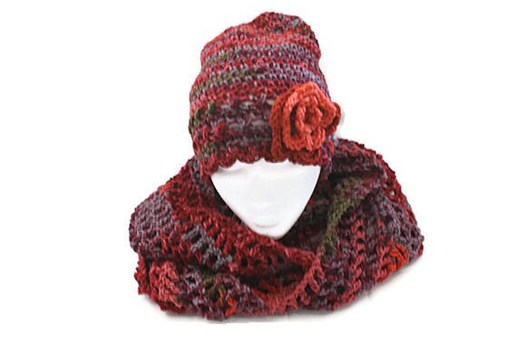 Herbst Mode, Hut Cowl Set, Orange Häkeln Hut, Schnee Cowl, Womens Fashion Schal Mobius Winter-Set Herbst Mode, Hut Cowl Set, Orange Häkeln Hut, Schnee Cowl, Womens Fashion Schal Mobius Winter-Set von lanacooper