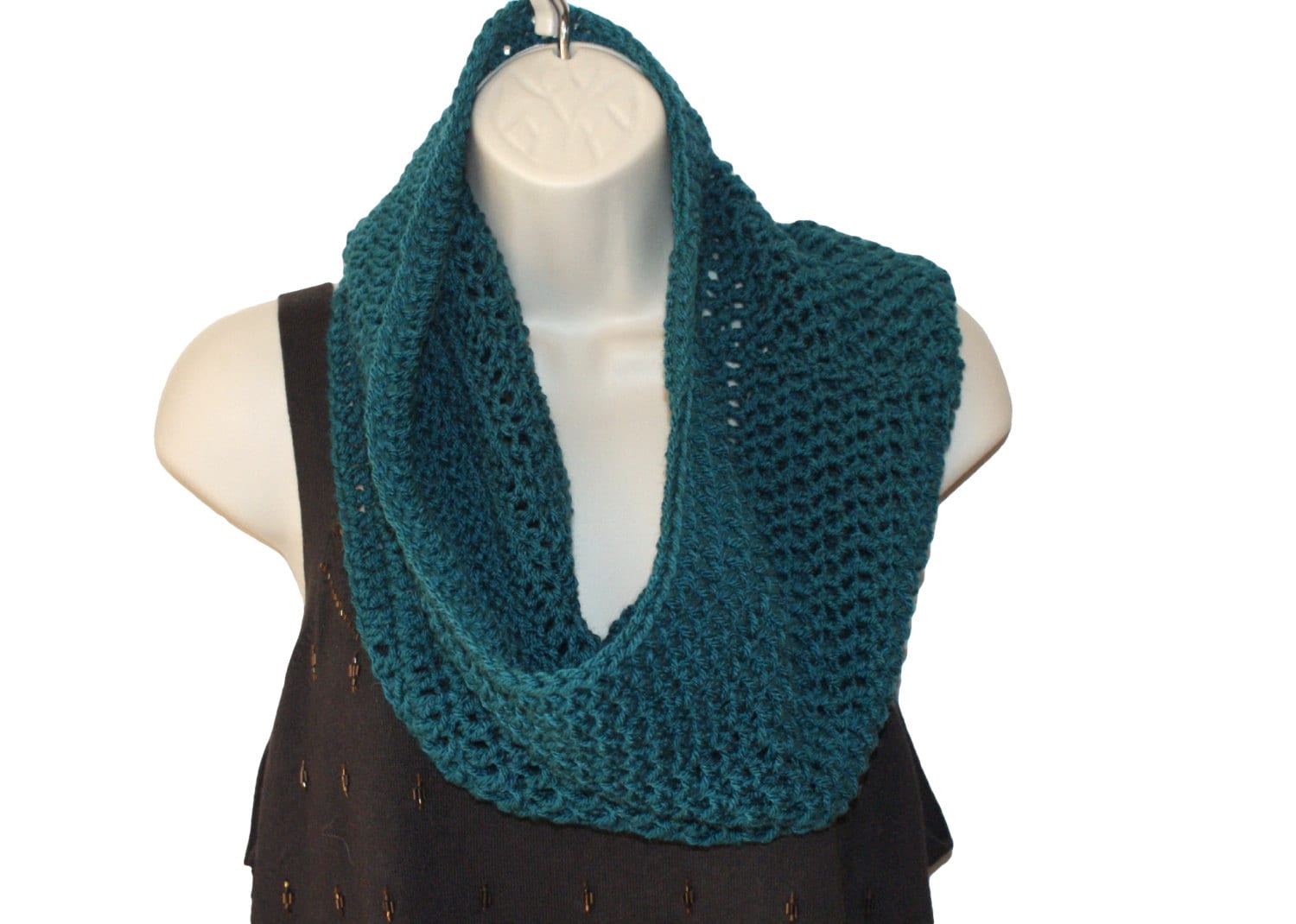 Infinity Schal, Slouchy Petrol Cowl, Winter Mann Herren Hand Häkeln Womens Cowl von lanacooper