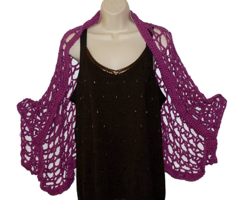 Langer Baumwolle Shrug, Lila Kokon Baumwoll Bolero, Baumwollweste, Strand Vertuschen, Badeanzug-Abdeckung, Sommer Shrug von lanacooper