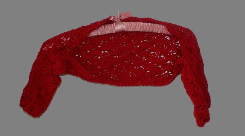 Mädchen Shrug, Langarm Blumenmädchen Baumwoll Bolero, Weste, Rot Baumwollweste von lanacooper