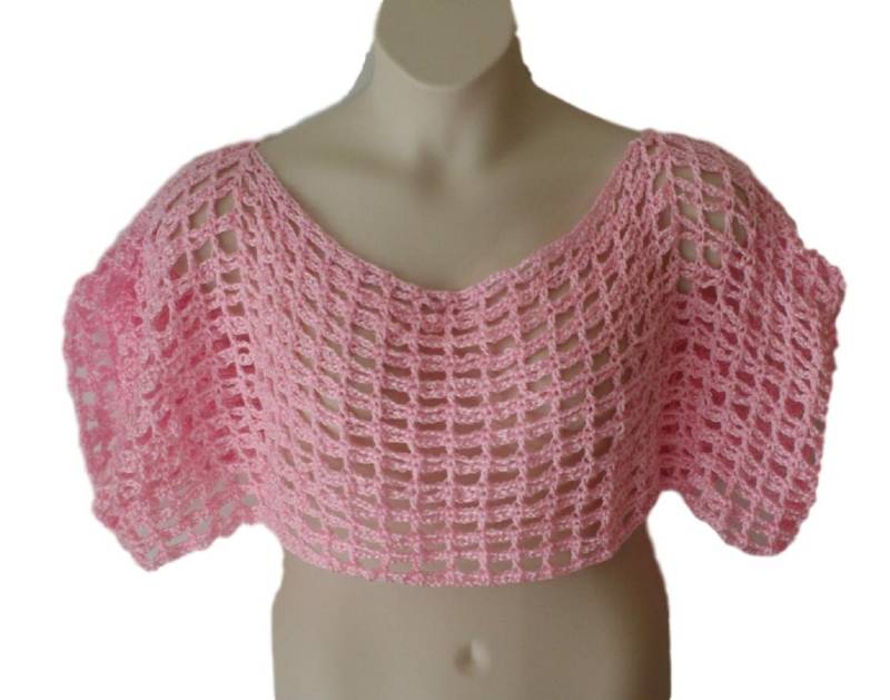 Rosa Shrug, Weste, Häkelbolero, Dolman, Häkelpullover, Plus Size Cape, Damenpullover, Kurzer Bolero von lanacooper