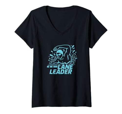 Damen Lane Leader Poolkapitän T-Shirt mit V-Ausschnitt Damen Lane Leader Poolkapitän T-Shirt mit V-Ausschnitt von lane leader swim captain pace setter fast lanes