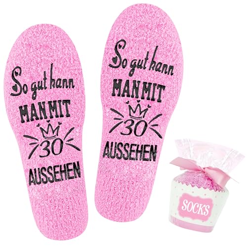 lanfrom Geburtstag Socken für Frauen, Flauschige Socken So Gut Kann MAN MIT 18 30 40 50 60 AUSSEHEN Socken, Lustige Socken Geburtstag Geschenk für Mädchen Freundin Geschenke Zum Geburtstag Frau von lanfrom