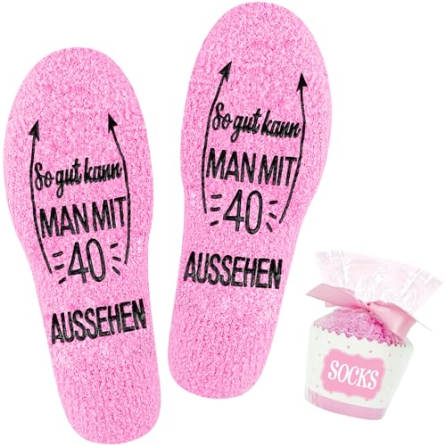 lanfrom Geburtstag Socken für Frauen, Flauschige Socken So Gut Kann MAN MIT 18 30 40 50 60 AUSSEHEN Socken, Lustige Socken Geburtstag Geschenk für Mädchen Freundin Geschenke Zum Geburtstag Frau von lanfrom