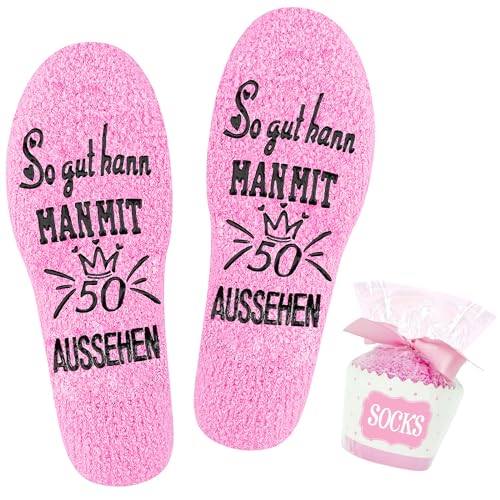 lanfrom Geburtstag Socken für Frauen, Flauschige Socken So Gut Kann MAN MIT 18 30 40 50 60 AUSSEHEN Socken, Lustige Socken Geburtstag Geschenk für Mädchen Freundin Geschenke Zum Geburtstag Frau von lanfrom