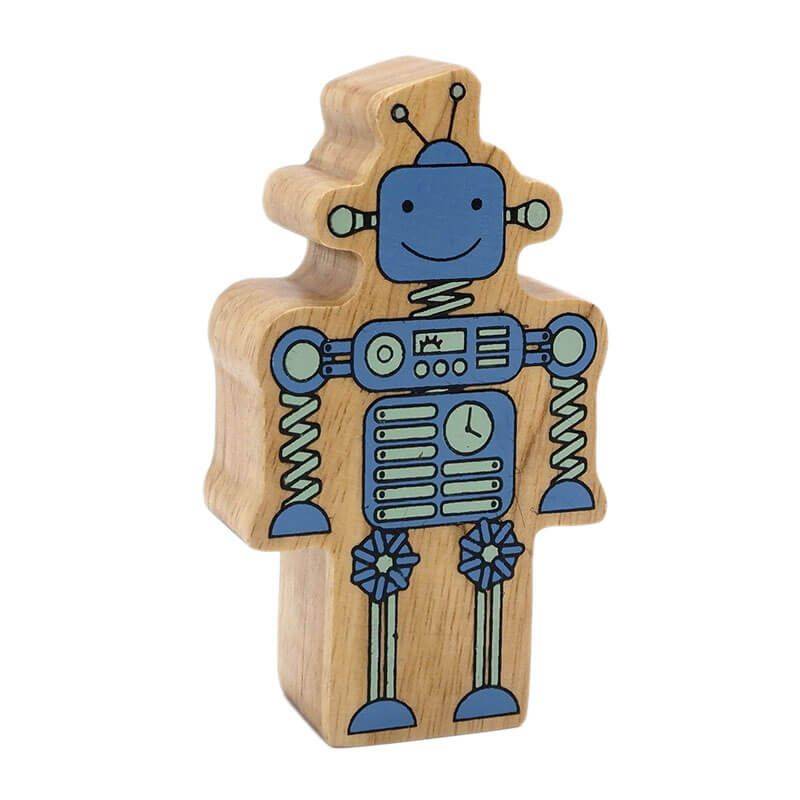 Lanka Kade Holzfigur Roboter beidseitig bedruckt blau von lanka kade