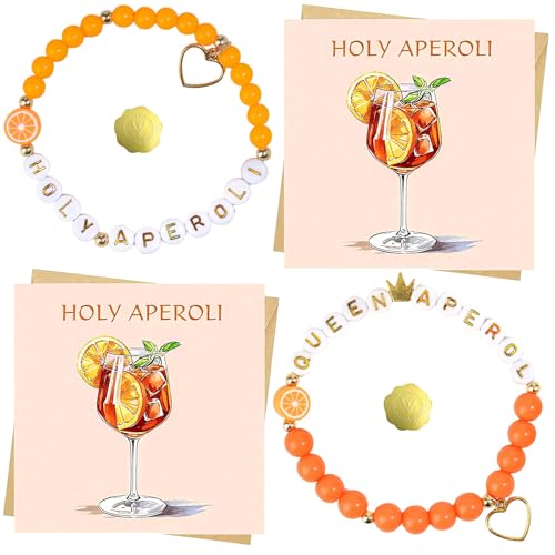 lankai 2 Stück Aperol Armbänder, Aperol Geschenk Frau, Aperol Spritz Accessoires, Aperol Geschenke, Aperol Geschenk für Frauen, Aperol Armbänder und Aperol Glückwunschkarte mit Umschlag Aufkleber von lankai