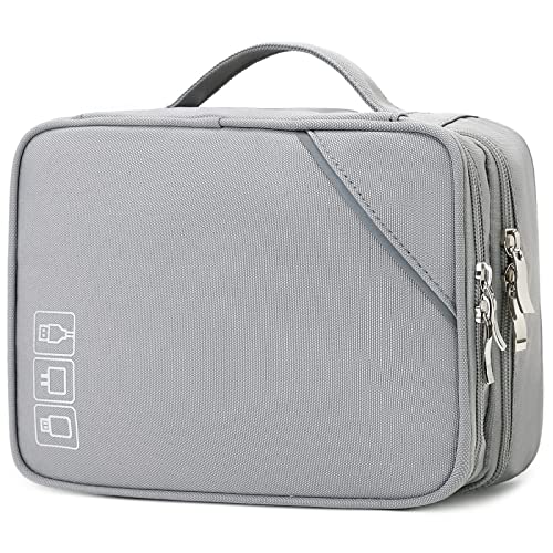 Lanola Reise-Kabel-Organizer-Tasche, elektronisches Zubehör, tragbar, doppellagig, Aufbewahrungstasche für Kabel, Telefon, Ladegerät, Flash-Laufwerk, SD-Karte, Telefon, Powerbank, persönliche von lanola