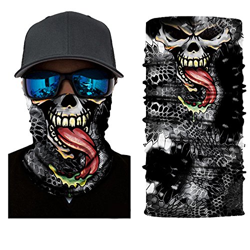 Skull Half Face Series Magic Bandana Nahtloser Schutz Warmes Lätzchen Outdoor-Ausrüstung Gesichtsschutz, Halloween-Horror-Maske, ungewöhnliches Design - Verschiedene Muster (ku8) von lanontaosta