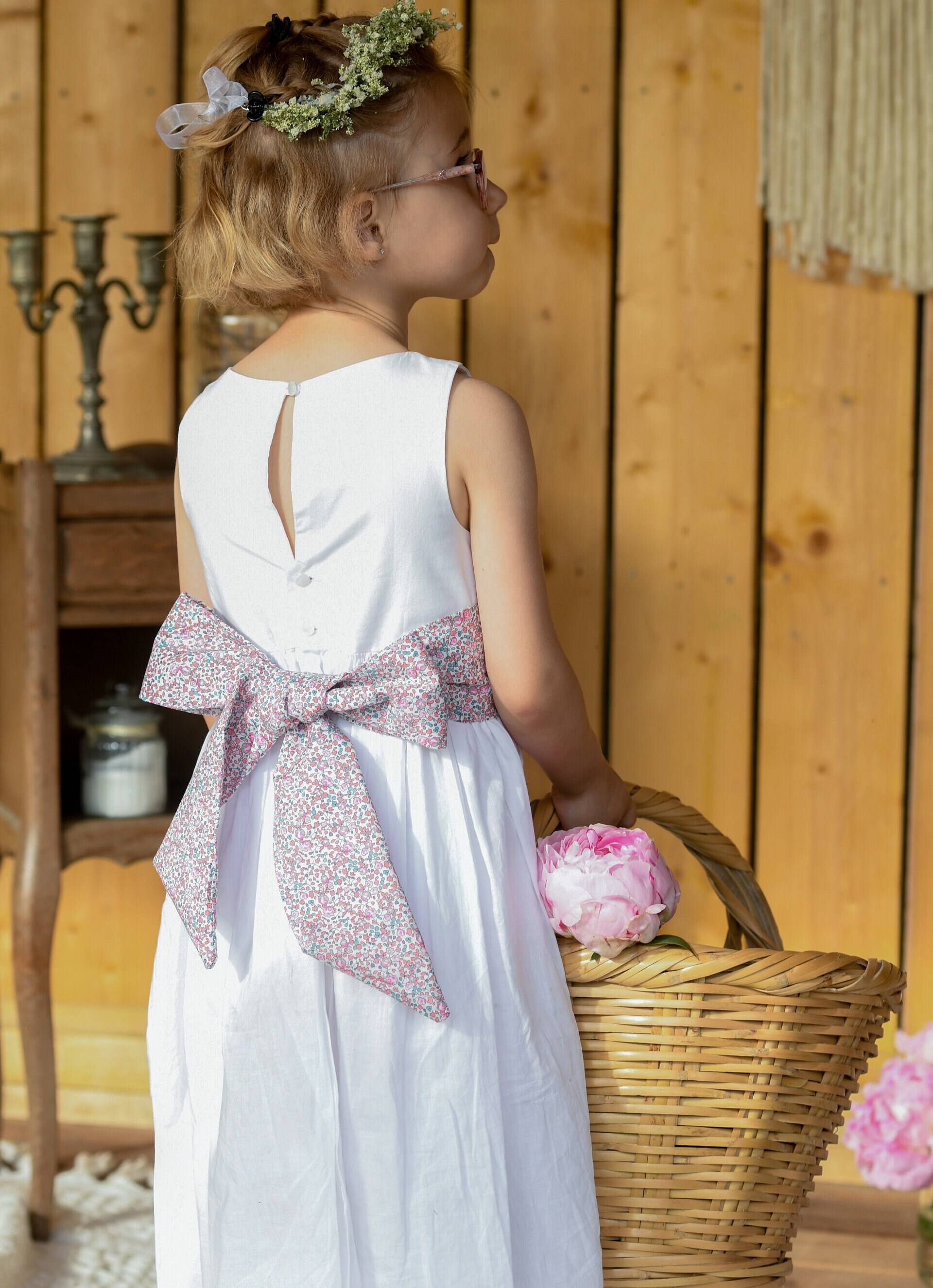 Bandgürtel Für Zeremonienkleid in Rosa Eloïse Liberty von laplumedaugustin