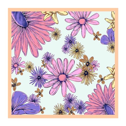 laprée - Damen-Schal, Naturseide, klein, quadratisch, Seide, 52 x 52 cm, Naturseide, Violette Gänseblümchen, 52*52cm von laprée