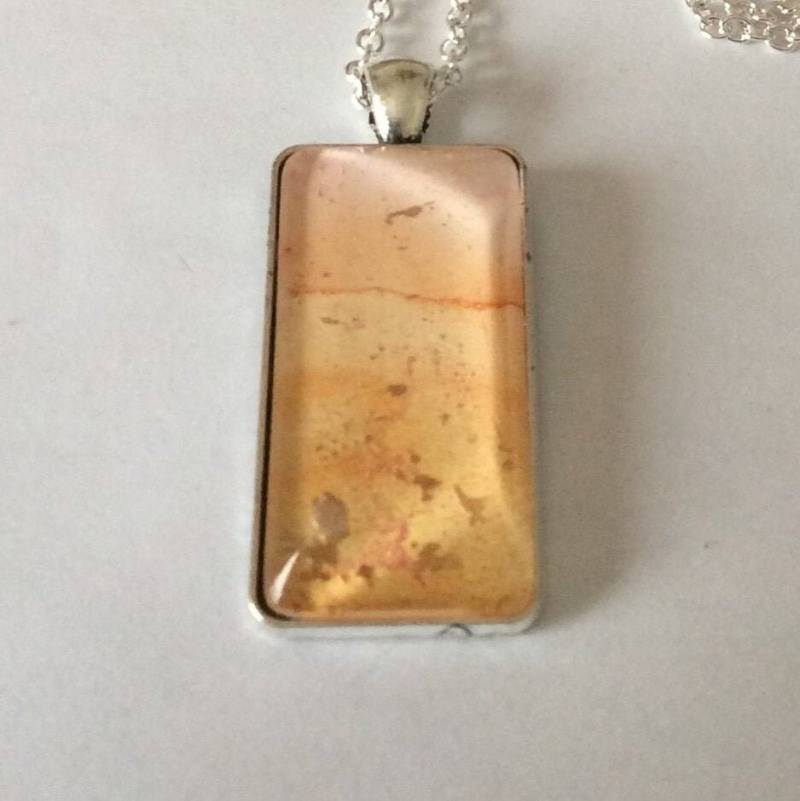 Medaillon Halsketten Edelstahl Aquarell Rechteck Kette Grün Oder Blau Orange Welle Meer Wald Landschaft Schmuck L'art D'embellir von lartdembellir