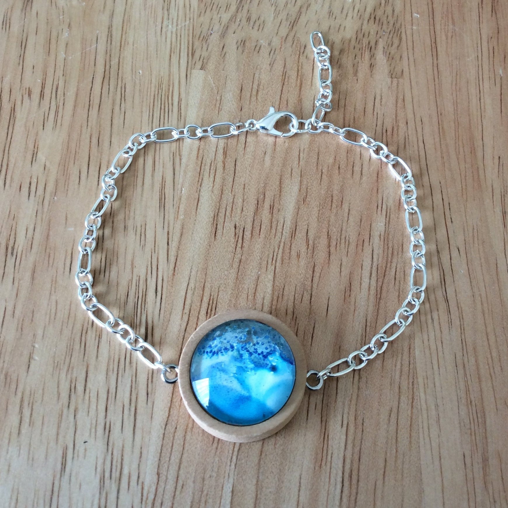 Medaillons Armbänder Aquarell Holz Glas Blattgold Verstellbare Kette Edelstahl Die Kunst Der Verschönerung Bbe19 von lartdembellir