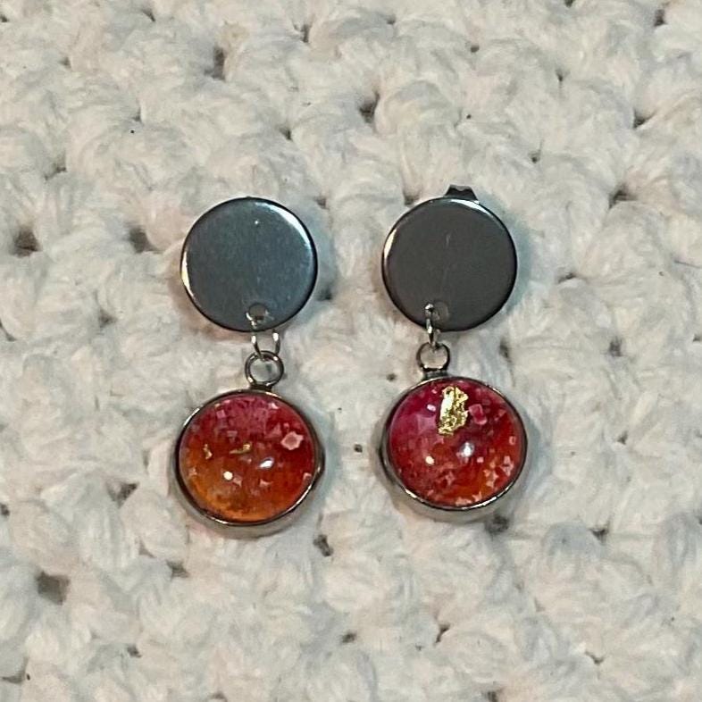 Runde Ohrstecker Aus Zinn Edelstahl Aquarell Glascabochons 12mm Schmuck Die Kunst Der Verschönerung Ba272 von lartdembellir