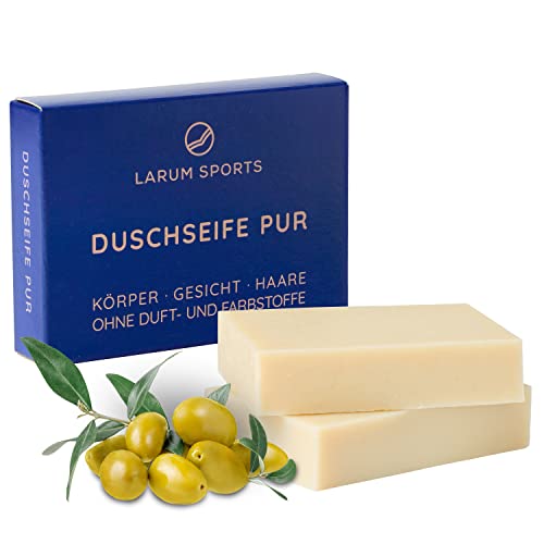 larum sports Duschseife Männer, festes Duschgel, feste Seife für Haare, Körper, Gesicht, festes Shampoo Männer, Naturseife ohne Zusatzstoffe, 2x 90g von larum sports