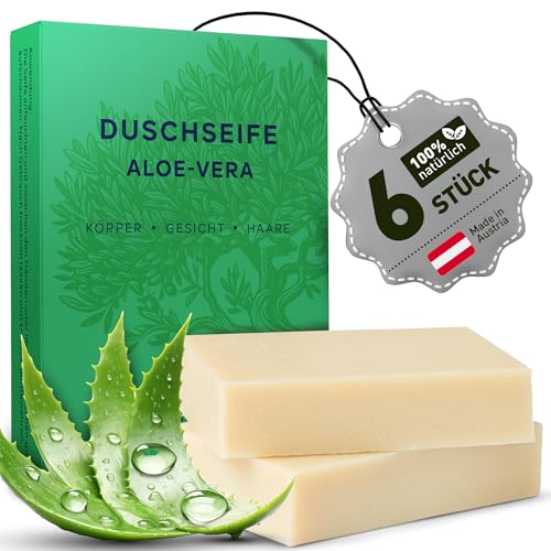 larum sports feste Duschseife Frauen Aloe Vera – festes Duschgel – feste Seife für Haare, Körper, Gesicht – festes Shampoo – Naturseife Damen – 6x Seife Stück à 85g von larum sports