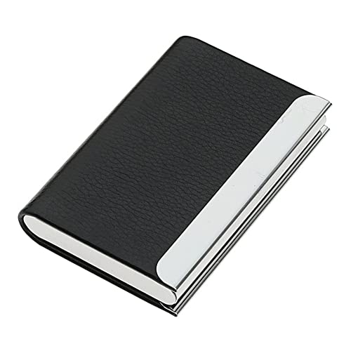 1 Stück Visitenkartenetui Slim Namenskartenetui Halter PU Leder Visitenkartenetui Quermetall Visitenkartenhalter Kreditkartenetui mit Magnetverschluss, Schwarz, Schwarz, Nein von lasenersm