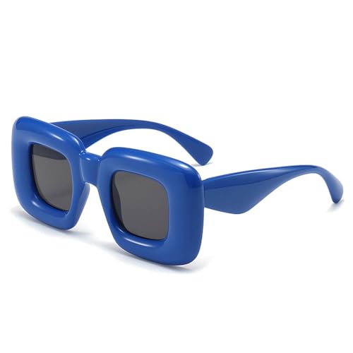 Sonnenbrille, Retro Sonnenbrille, Partybrille Hippie Brillen Mode Sonnenbrille, Dicker Rahmen Sunglasses Vintage Sonnenbrille, Rave Brille für Draußen Strand,Einheitliche Partei (Rechteckig-Blau) von lasesasies