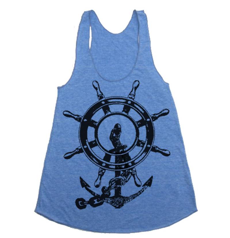 Anker Und Schiffsrad Tank Top | Herren Damen Tri Blend Tanks von lastearth
