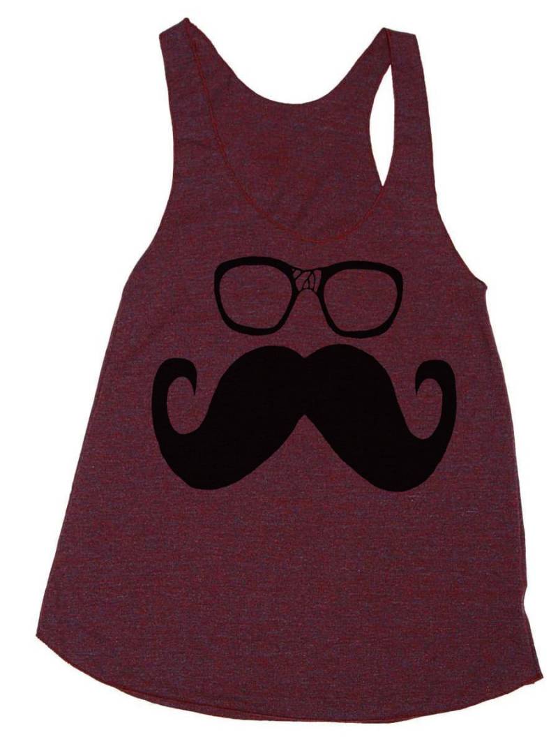 Damen Schnurrbart Und Wayfarer Brille Racerback Tank - Workout Für Frauen Laufendes Run Shirt von lastearth