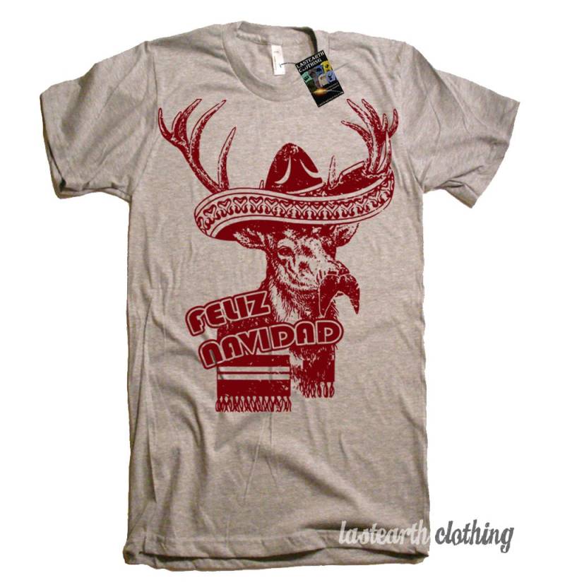 Feliz Navidad T-Shirt Señor Reindeer Lustige Weihnachts-T-Shirts Sombrero Und Schnurrbart-Lustiges Hispanic-Hemd Feiertags-T-Shirts von lastearth