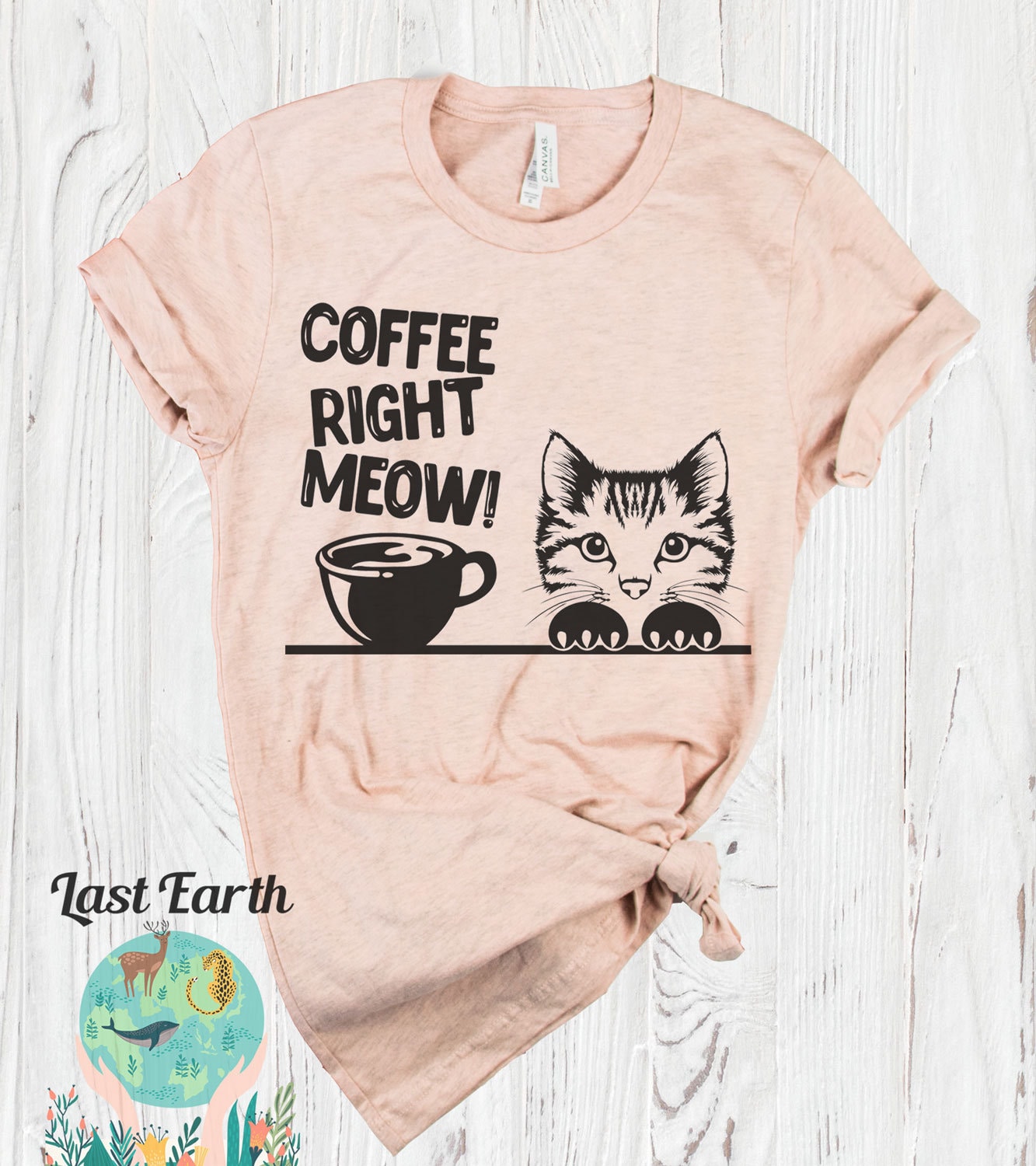 Kaffee Richtig Meow Shirt, Katzen Vintage Weiches Unisex T-Shirt, Lustige Shirts, Tshirts, Herren Damen T-Shirt von lastearth