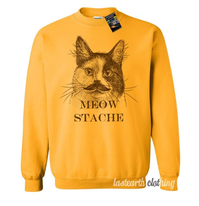 Katze Miau Stache Pullover Fleece Sweatshirt - S M L Xl 2X | Farboptionen von lastearth