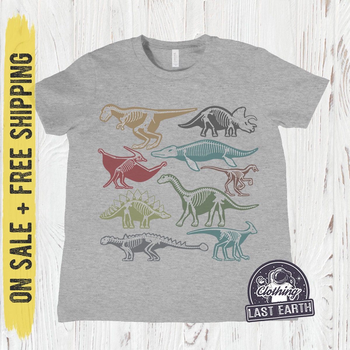 Kinder Medium Dinosaurier Knochen T-Shirt, Fossilien Shirt, Im Verkauf, Kostenloser Versand, Jungen von lastearth