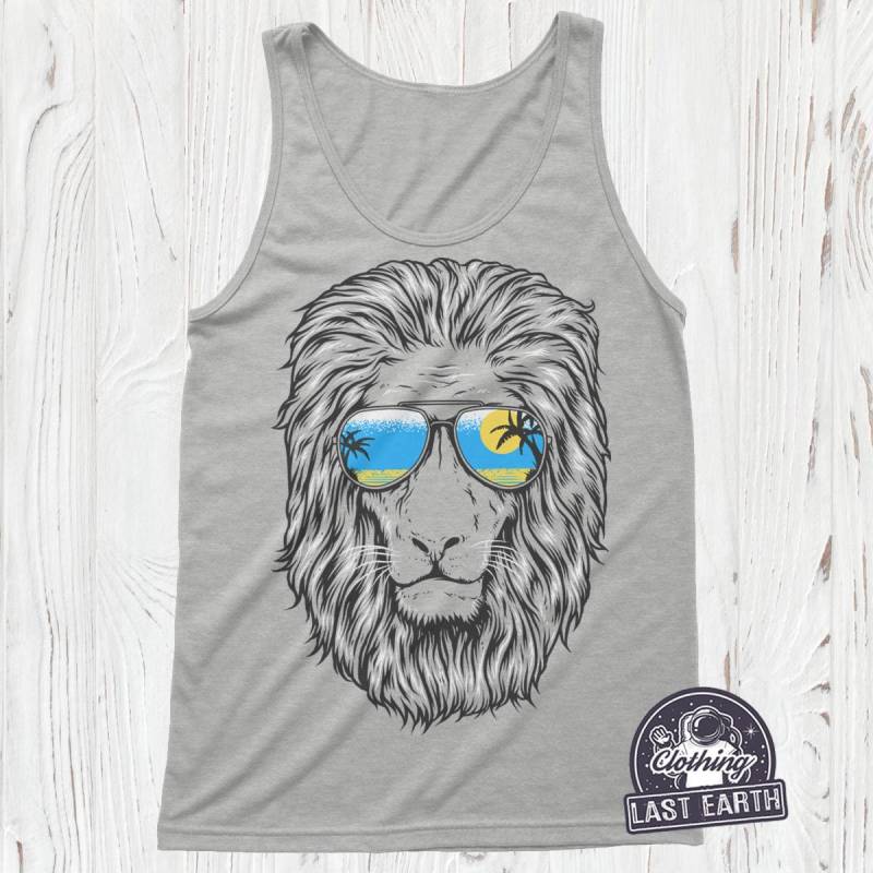 Löwen Tank Top, Löwe Mit Brille, Sommer Tanks Strand Shirt, Tanktops Für Herren, Coole Tops von lastearth