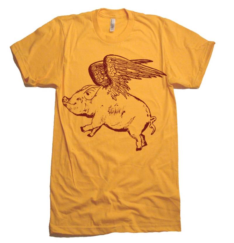 Medium - Im Angebot Fliegendes Schwein T-Shirt Fliegendes Shirt T Shirts Medium von lastearth