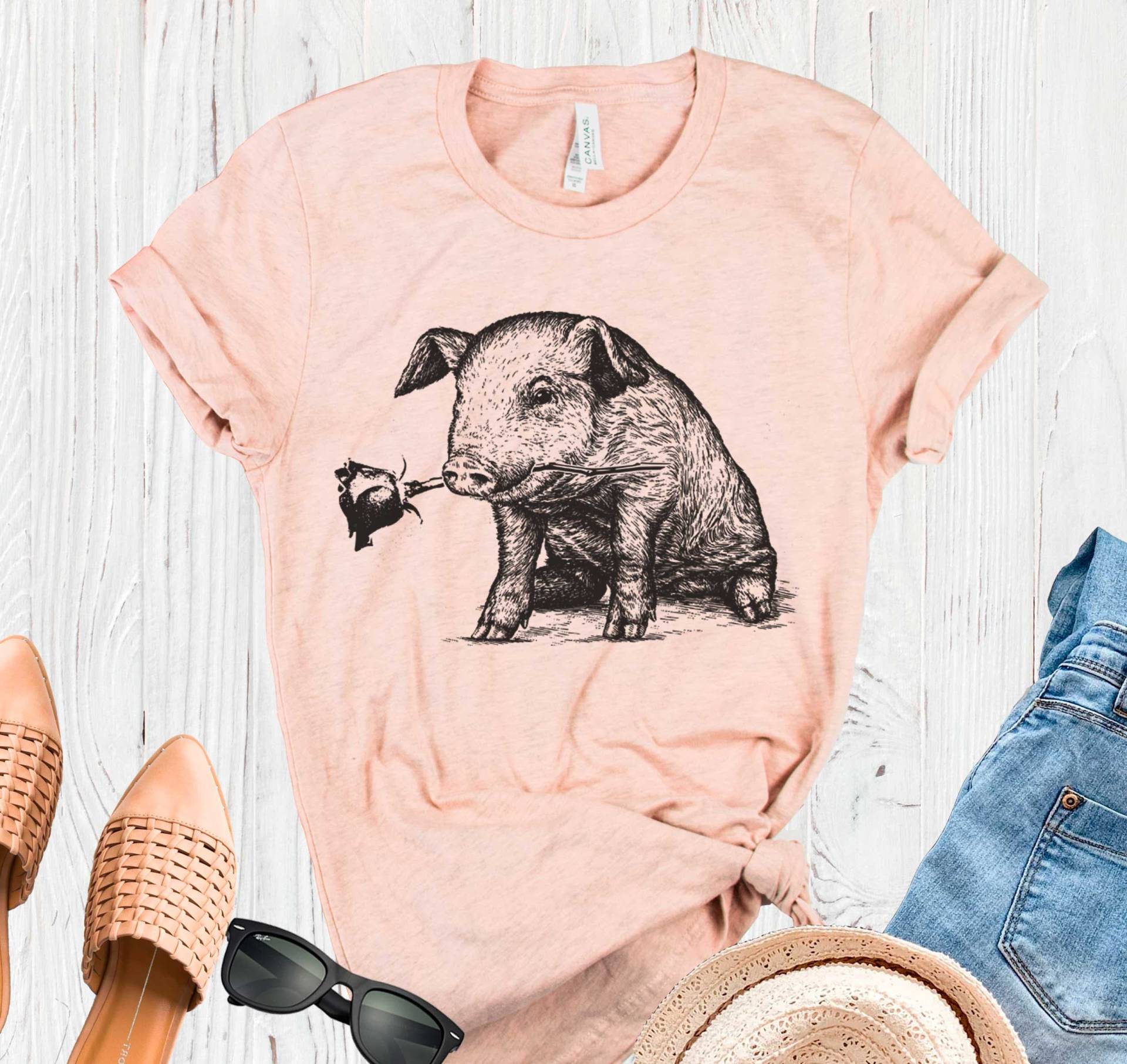 Niedliches Schwein-T-Shirt Für Frauen-Geschenke Schwein-Liebhaber Jahrestagsgeschenk Rose Ihre Frau Hemd Herren von lastearth