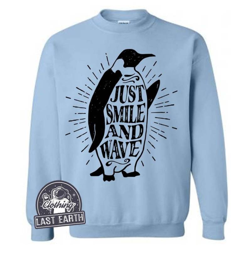 Pinguin Pullover, Geschenk, Lächeln Und Welle, Herren, Damen, Kinder Sweatshirts, Lustiger Warmer Fleece-Pullover, Tierdrucke von lastearth