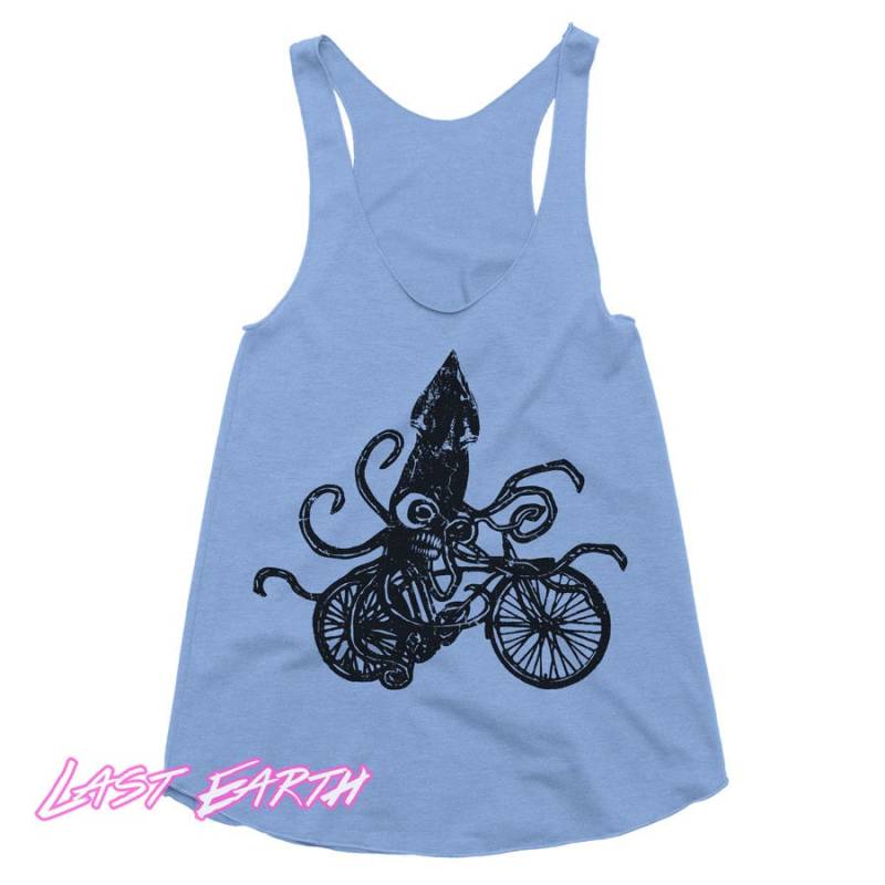 Tintenfisch Auf Einem Fahrrad Workout Tank Lustiges Tanktop Racerback Strand Top Geschenke Für Sie Run Damen Mädchen Laufen von lastearth