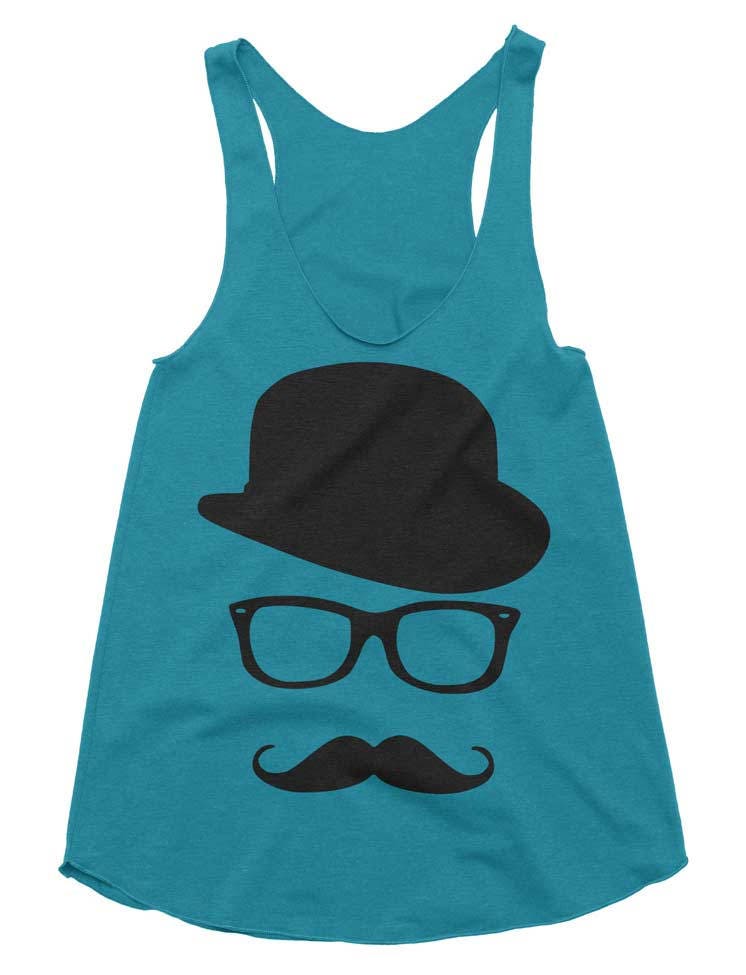 Workout-Behälter - Lustiger Schnurrbart Und Wayfarers Trainingskleidung Für Frauen Laufendes Shirt Run Tank Top Laufshirt Fitnessstudio von lastearth