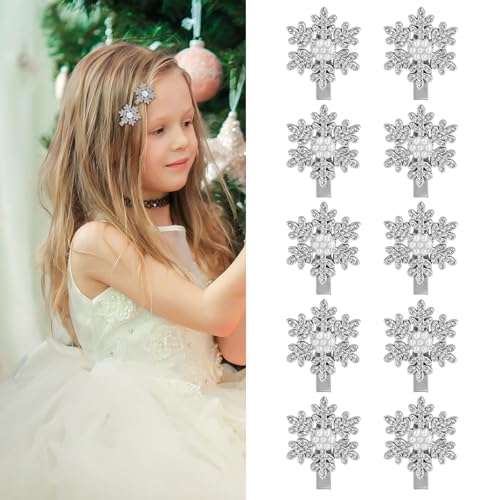 10st Schneeflocken Haarspange, Süß Perlen Strasssteine Schneeflocken Haarschmuck Festival Weihnachts Haarspangen für Frauen und Mädchen Weihnachts Feiertags Haarschmuck Geschenke von lasuroa