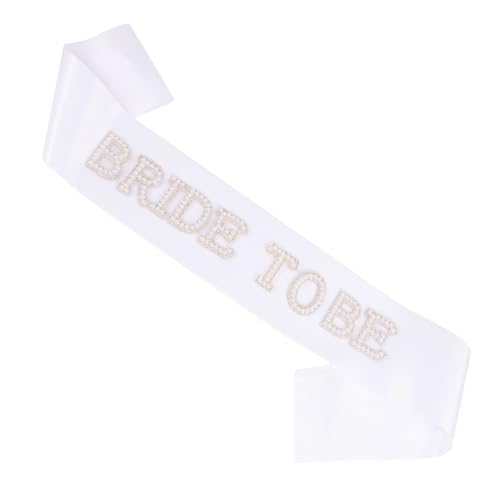 Brautschärpe, Weiß Junggesellinnenabschied Schärpe mit Perlen und Strasssteinen Brautparty-Geschenk für Verlobungsparty-Outfit & Hochzeitsaccessoires von lasuroa