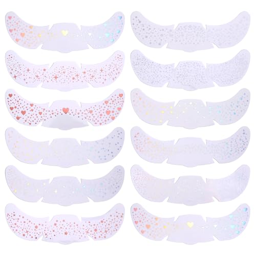 lasuroa 12stk Glitzer Sommersprossen Gesichtstattoos, Wasserdichte Funkelnde Aufkleber mit Falschen Sommersprossen Schimmernde Make-up Patches mit Sprenkeln für Frauen Cosplay Karnevalsparty Fest von lasuroa