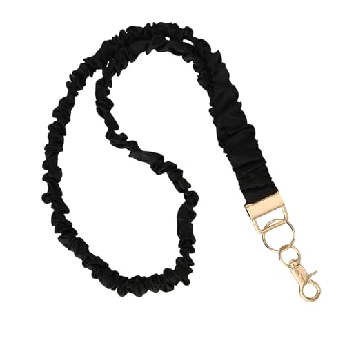 lasuroa Dehnbare Scrunchie Lanyard für Ausweise Schlüssel, Lehrer Halsband mit Sicherheitsclip Weiches Elastikband Schlüsselanhänger Kartenhalter für Frauen Krankenschwestern Ärzte (Schwarz) von lasuroa