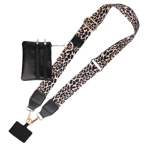 lasuroa Handygurt mit Geldbörse, Handygurt zum Umhängen mit Tasche Freisprech-Handy-Umhängegurthalter für Draussen Sport Ausbildung Einkaufen Tägliche Aktivitäten (Leopard) von lasuroa