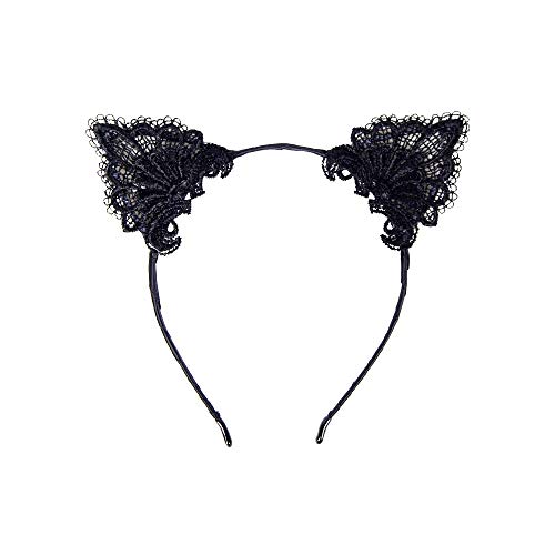 Katzen Haarreifen Diadem Katzenohren Spitze Schwarz Weiß Diva Tiara Haarschmuck Catwoman Farbe schwarz von lau-fashion