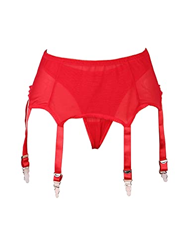 lau-fashion Strumpfhalter Unterwäsche Strapsgürtel Dessous Hüfthalter Strapse String Tanga Gogo S/XL Farbe rot, Größe S/M von lau-fashion